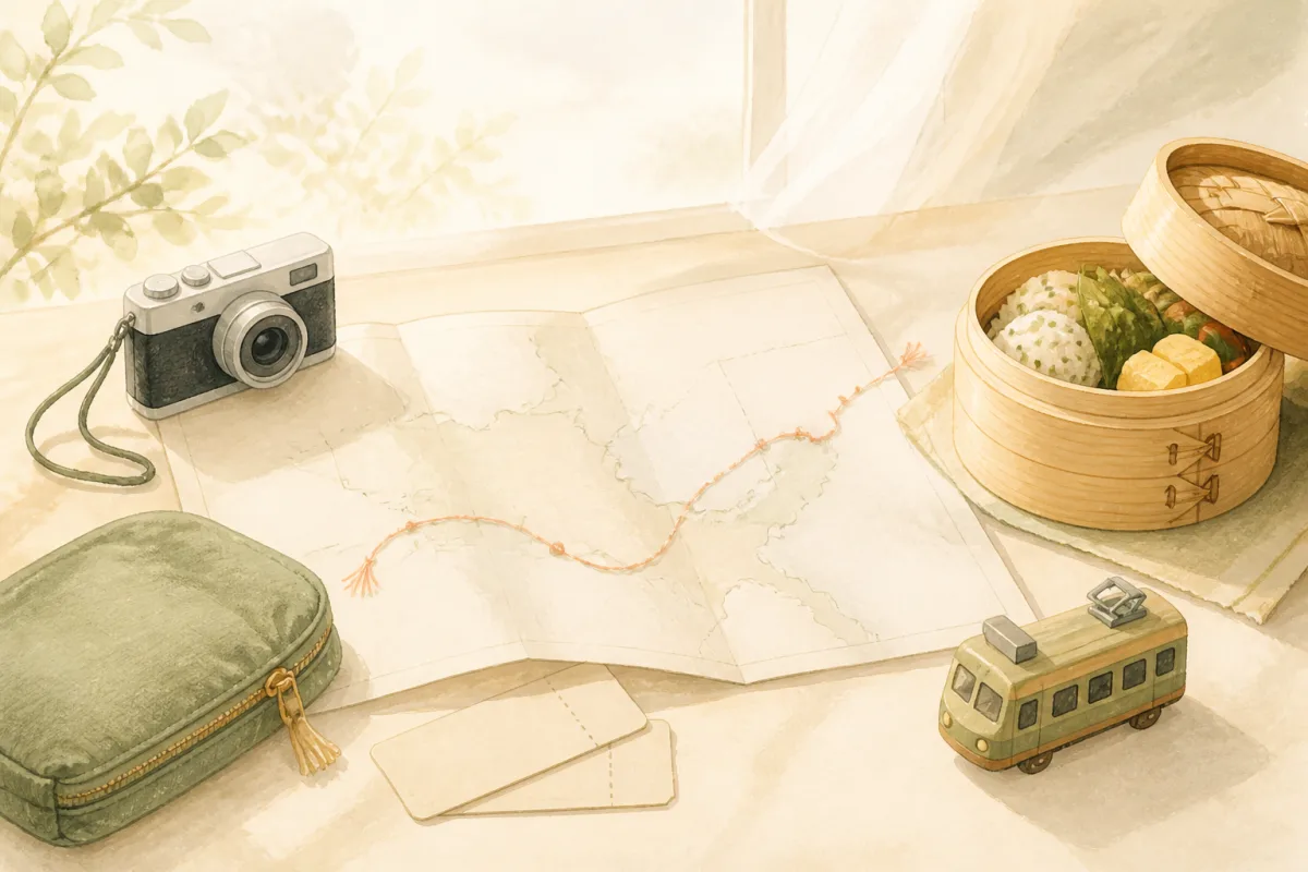 旅先でひらく中国語のイラスト